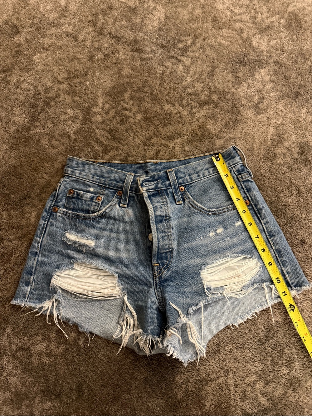 Levi's Distressed Light Blue Denim Cutoff Shorts